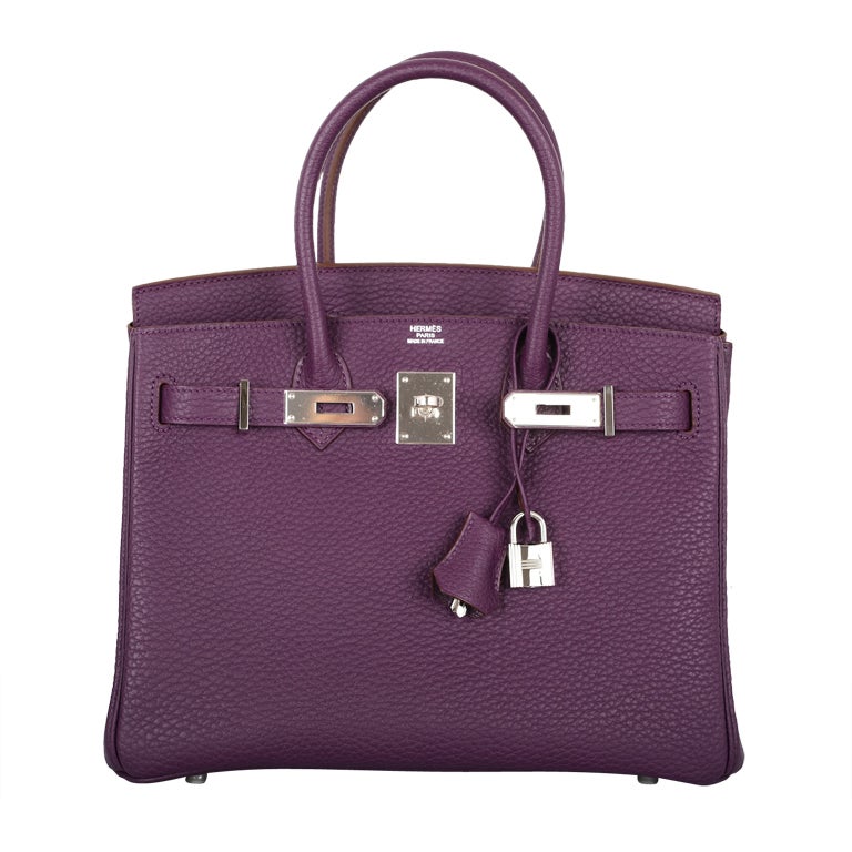 NEW COLOR HERMES BIRKIN BAG 30 CM CASSIS FJORD WITH PHW