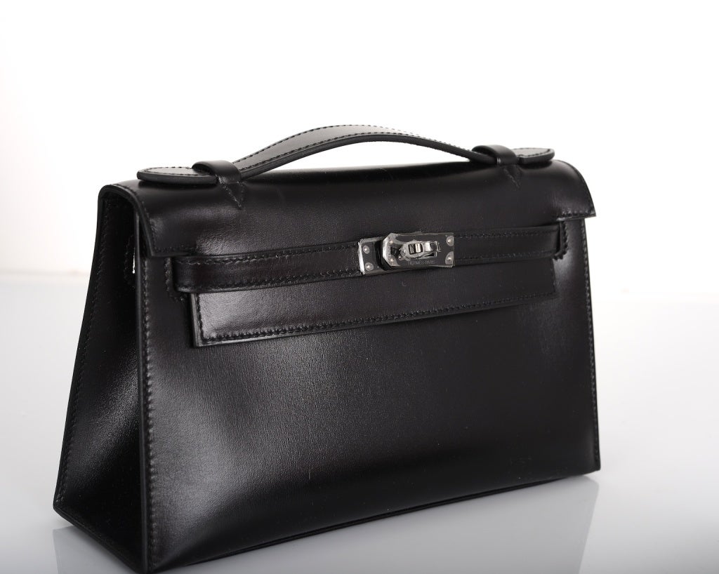 Hermes Kelly Pochette Handbag Limited Edition So Black at 1stDibs