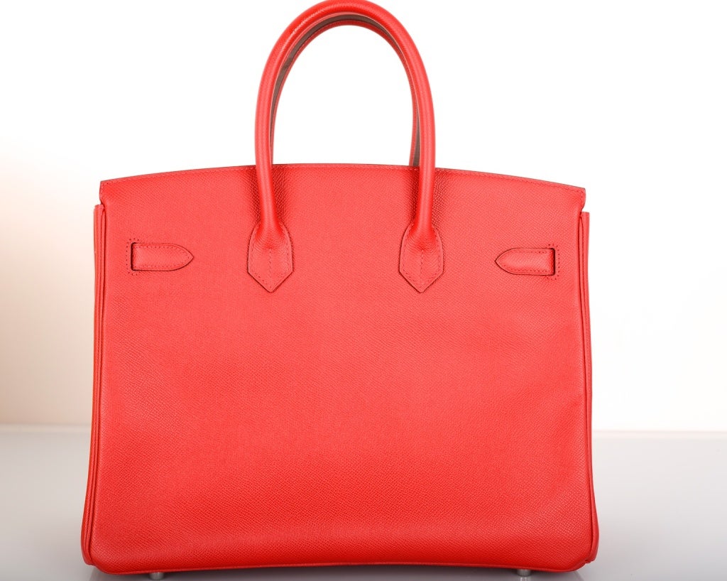 NEW CANDY COLOR! HERMES BIRKIN BAG 35CM RED ROUGE CASAQUE W PALL 2