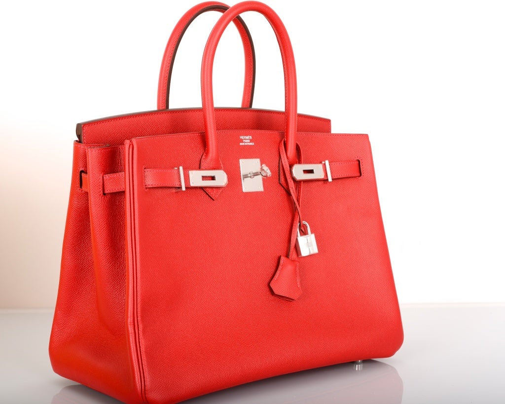 NEW CANDY COLOR! HERMES BIRKIN BAG 35CM RED ROUGE CASAQUE W PALL 3