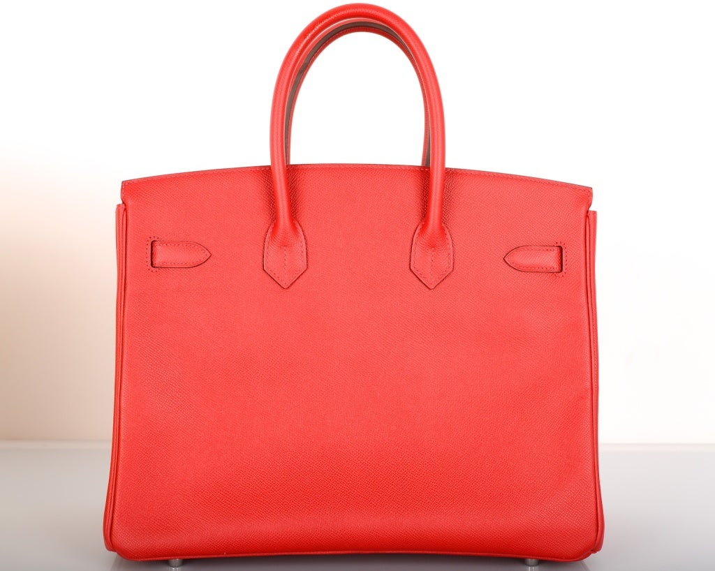NEW CANDY COLOR! HERMES BIRKIN BAG 35CM RED ROUGE CASAQUE W PALL 6