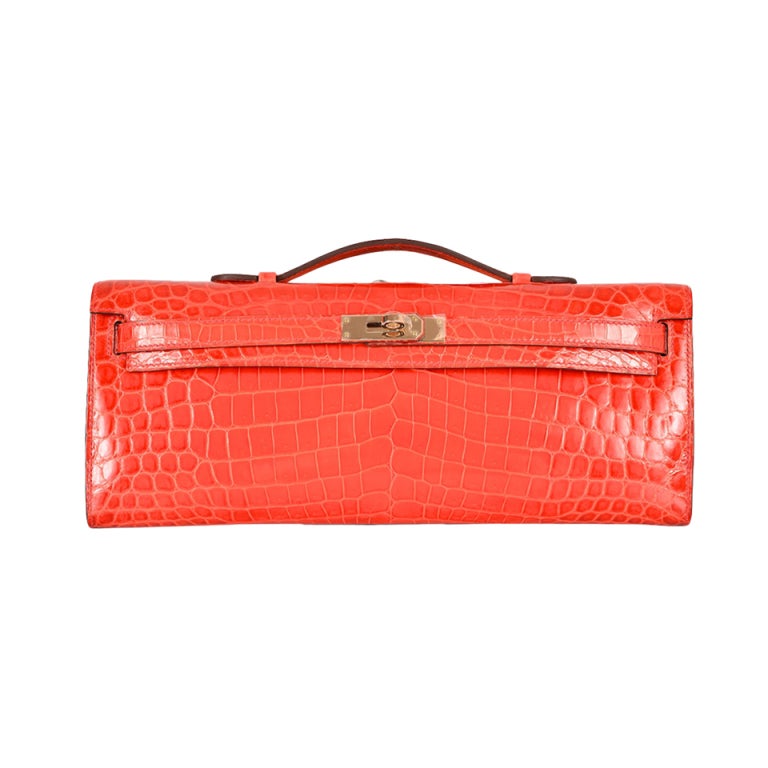 HERMES KELLY Blue Tempete Crocodile Bag KELLY CUT CLUTCH POCHETTE at  1stDibs