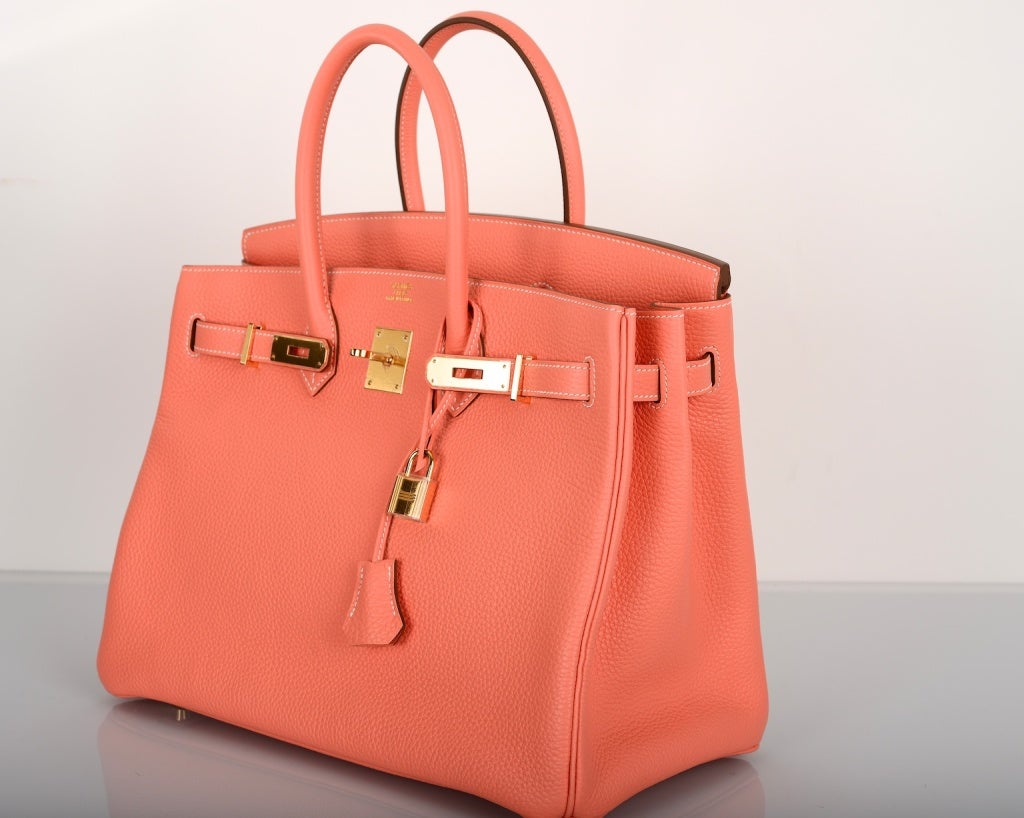 Women's Stunning Color Hermes Birkin Bag 35Cm Crevette Gorgeous Gold Hw