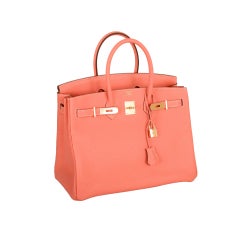 Stunning Color Hermes Birkin Bag 35Cm Crevette Gorgeous Gold Hw