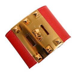 ONLY JF HERMES RED ROUGE CASAQUE KELLY EXTREME W GOLD HARDWARE S