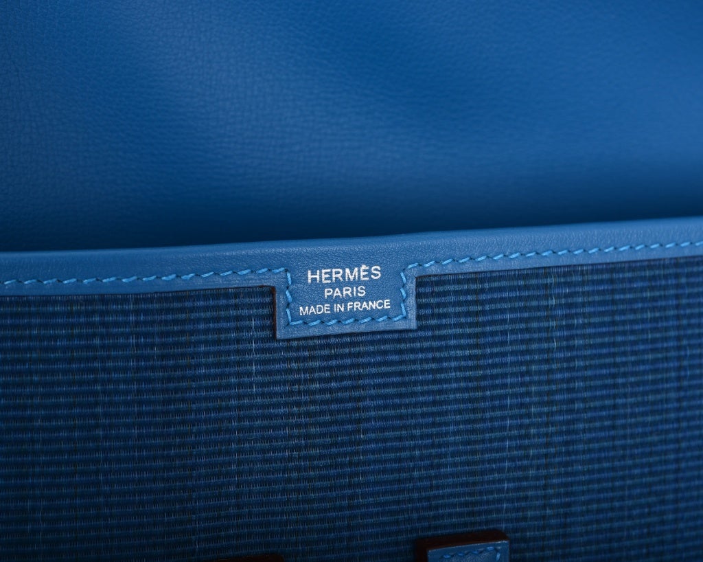 HERMES JIGE ELAN 29 cm Ottoman de Crin Mykonos LOVE THIS COLOR! 1