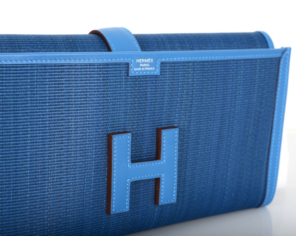 HERMES JIGE ELAN 29 cm Ottoman de Crin Mykonos LOVE THIS COLOR! 2