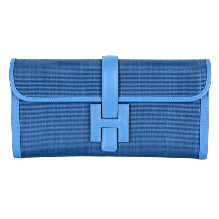 HERMES JIGE ELAN 29 cm Ottoman de Crin Mykonos LOVE THIS COLOR!