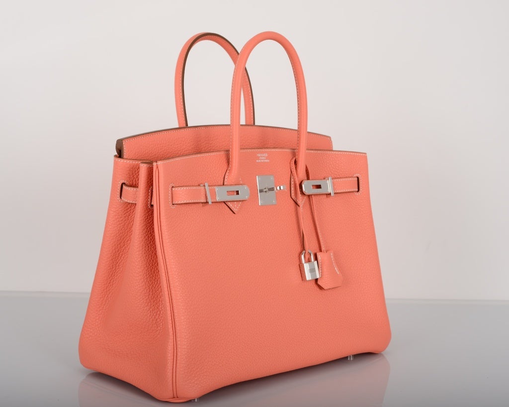 As Always, Another One Of My Fab Finds, Hermes 35Cm New For 2013 Crevette Gorgeous Birkin  With Incredible White Contrast Stitching Birkin Togo Leather With Palladium Hardware!

This Bag Will Take Your Breath Away Truly A Master Piece!!

This