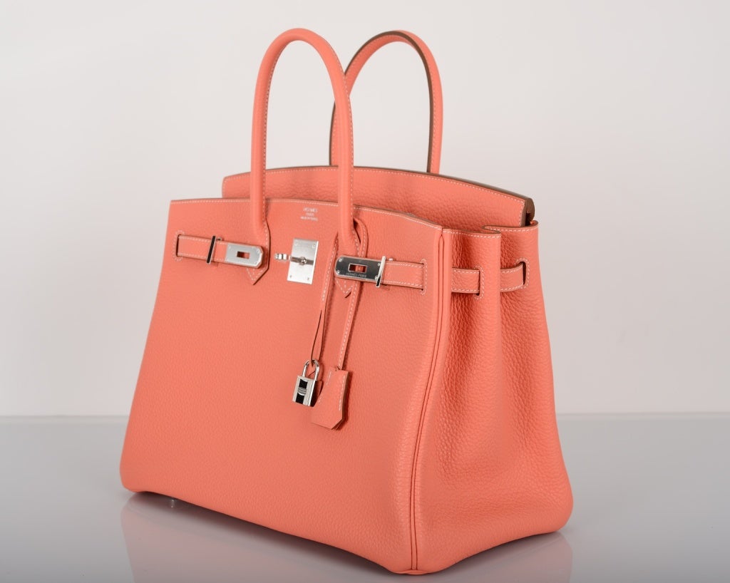 New Stunning Color Hermes Birkin Bag Crevette Gorgeous Phw In New Condition In NYC Tri-State/Miami, NY