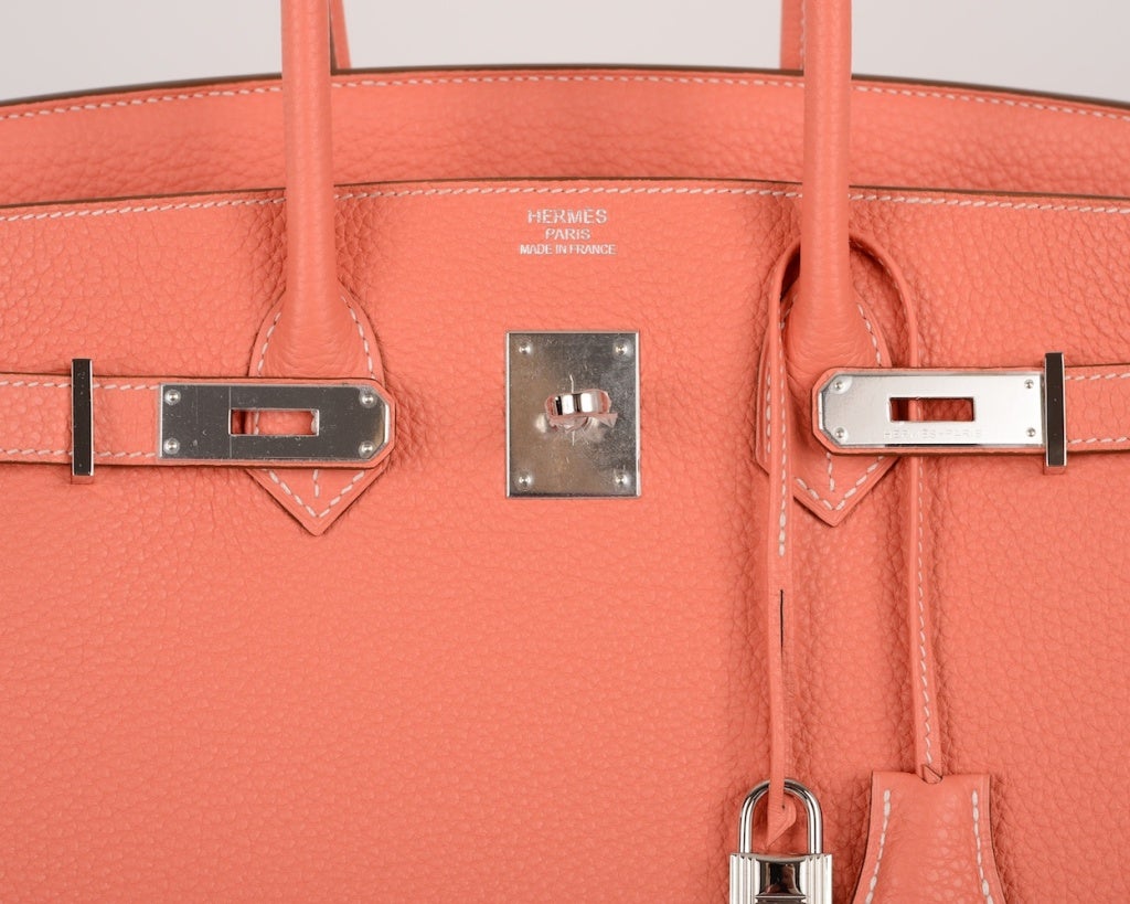 New Stunning Color Hermes Birkin Bag Crevette Gorgeous Phw 1