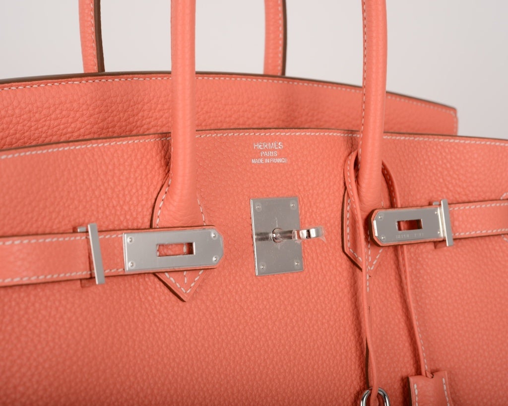 New Stunning Color Hermes Birkin Bag Crevette Gorgeous Phw 2