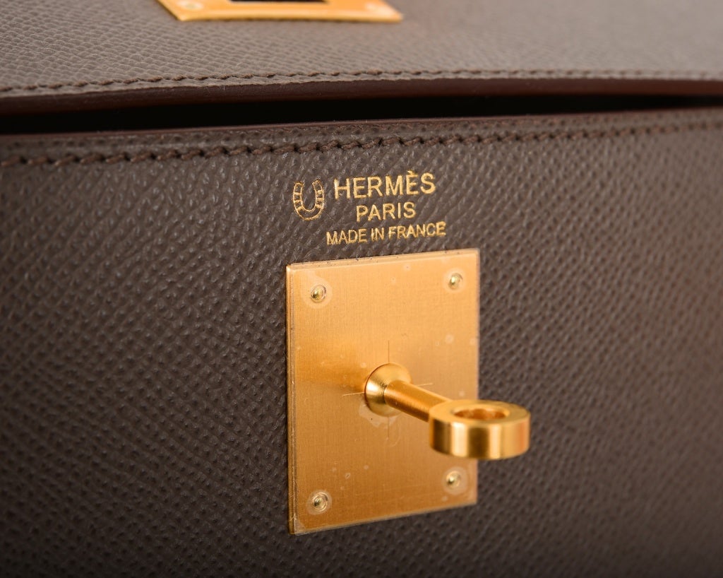 Special Order Hermes 32cm Kelly Bag Etain W Jaune Bi Color Horse 4
