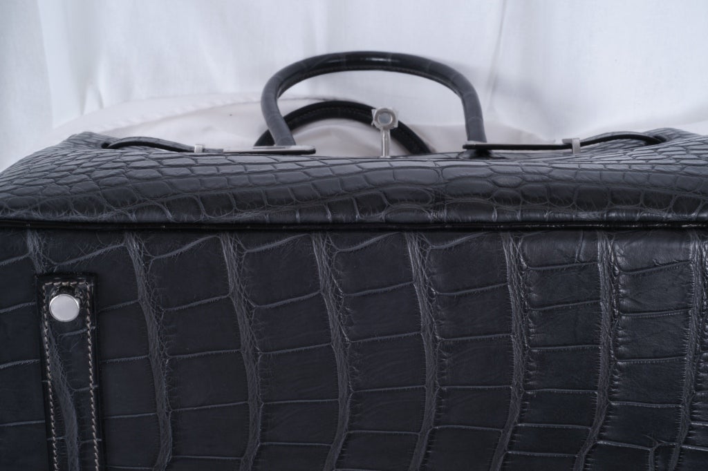 Hermes Birkin Bag 35cm SO Horseshoe Alligator Matte Graphite/Blk 7