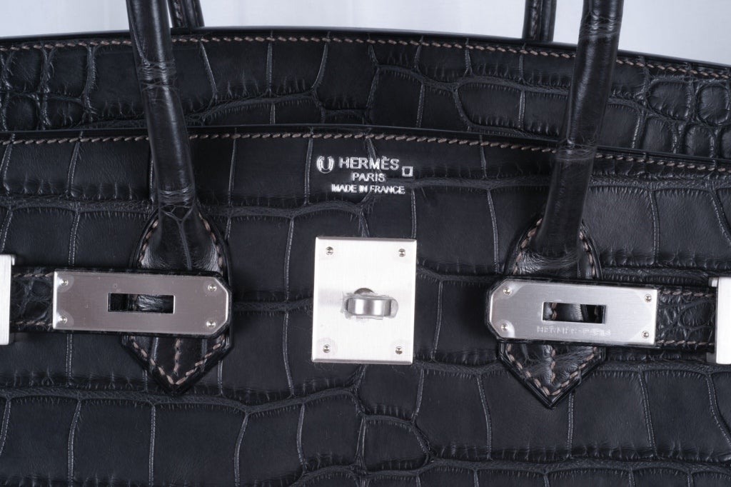 Women's Hermes Birkin Bag 35cm SO Horseshoe Alligator Matte Graphite/Blk