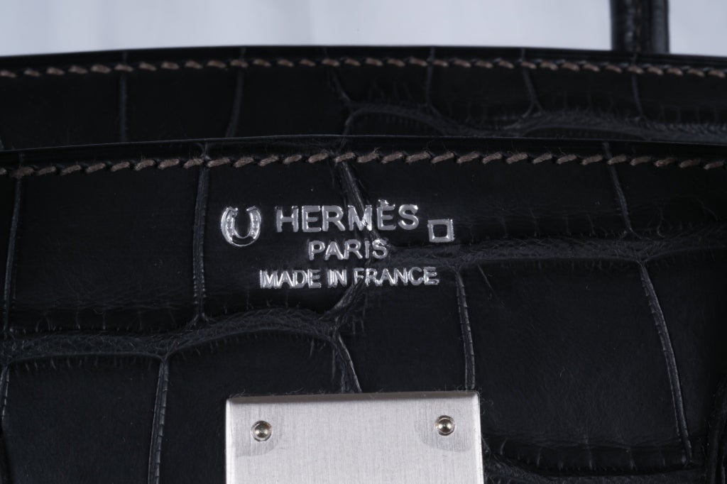 Hermes Birkin Bag 35cm SO Horseshoe Alligator Matte Graphite/Blk 4