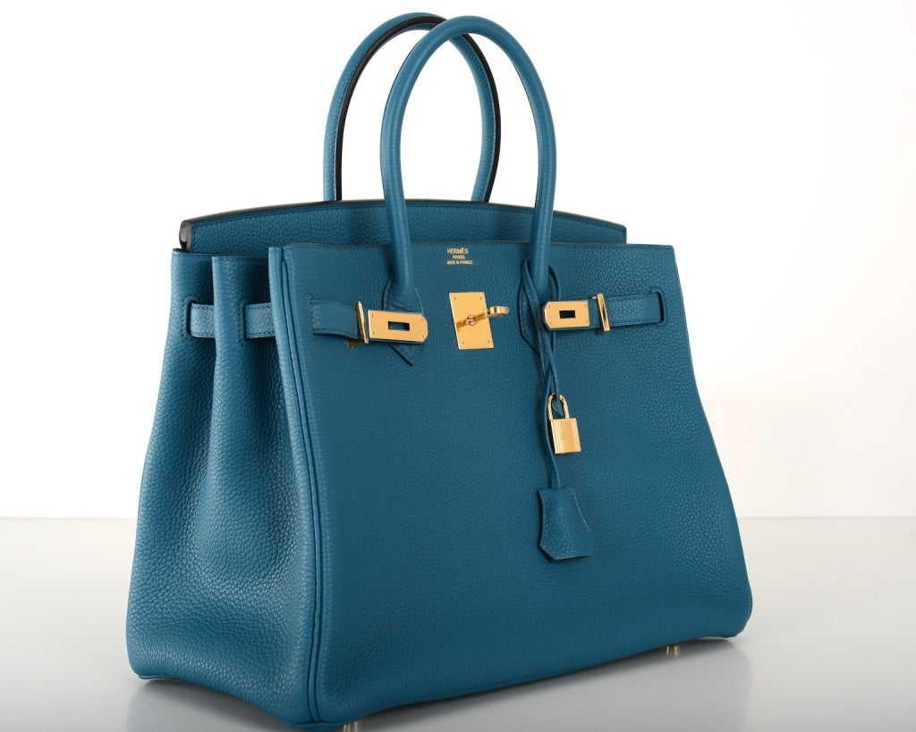 NEW COLOR HERMES 35CM BIRKIN BAG BLUE COBALT WITH GOLD HW 1