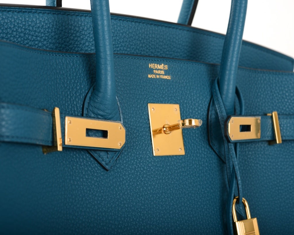 NEW COLOR HERMES 35CM BIRKIN BAG BLUE COBALT WITH GOLD HW 3