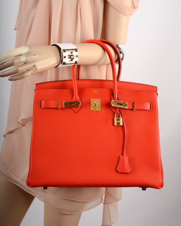 New Color! Hermes Birkin Bag 35cm Capucine With Gold Hardware at