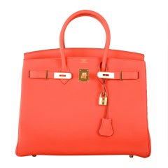 New Color! Hermes Birkin Bag 35cm Capucine With Gold Hardware