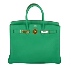 HEADS WILL TURN! HERMES BIRKIN BAG 35CM MENTHE MINT GOLD HW!!