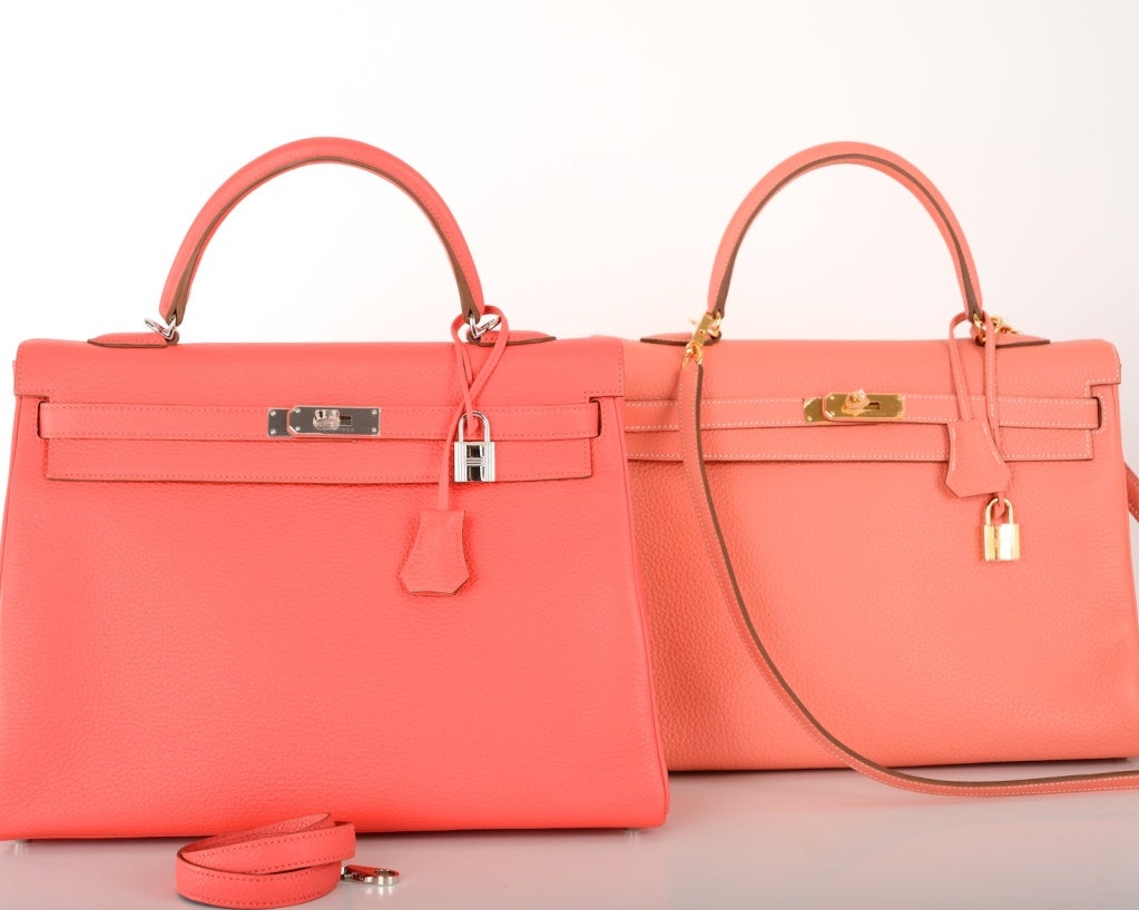 AS ALWAYS, ANOTHER ONE OF MY FAB FINDS, HERMES 35CM KELLY FOR  NEW ROSE JAIPUR GORGEOUS BRIGHT PINK WITH PALLADIUM HARDWARE TOGO LEATHER

OUR CAMERA TAKES VERY ACCURATE PICTURES BUT THE COLOR IS REALLY SUPER  CRAZY PINK ITS TRULY SOMETHING SPECIAL