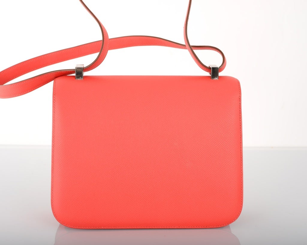 RARE HERMES CONSTANCE BAG 23CM DOUBLE GUSSET ROSE JAIPUR EPSOM at ...
