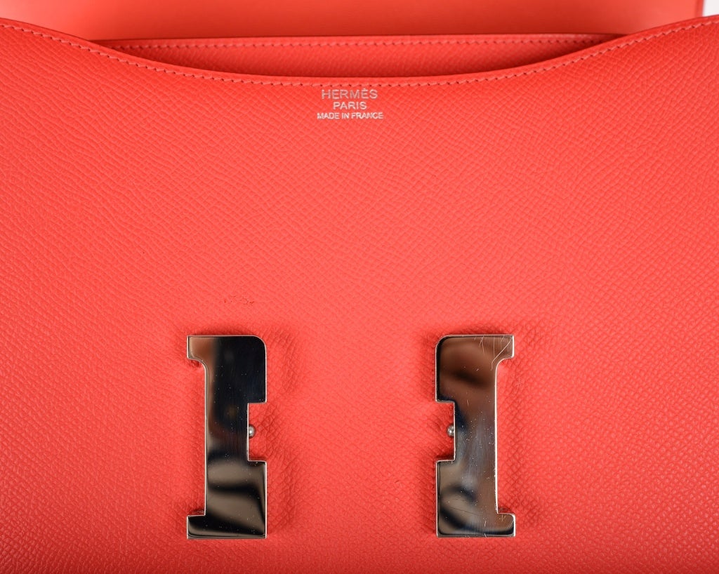 RARE HERMES CONSTANCE BAG 23CM DOUBLE GUSSET ROSE JAIPUR EPSOM at ...
