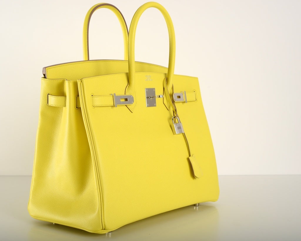 birkin alligator bag price - New Yellow Hermes Birkin Bag 35Cm Gorgeous Lime Soufre Epsom Pal ...