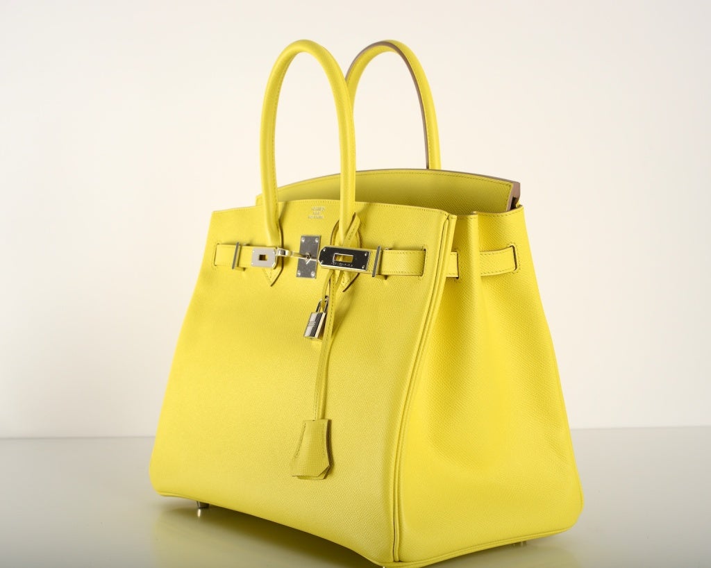 New Yellow Hermes Birkin Bag 35Cm Gorgeous Lime Soufre Epsom Pal 3