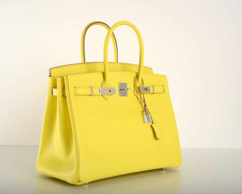 New Yellow Hermes Birkin Bag 35Cm Gorgeous Lime Soufre Epsom Pal 4