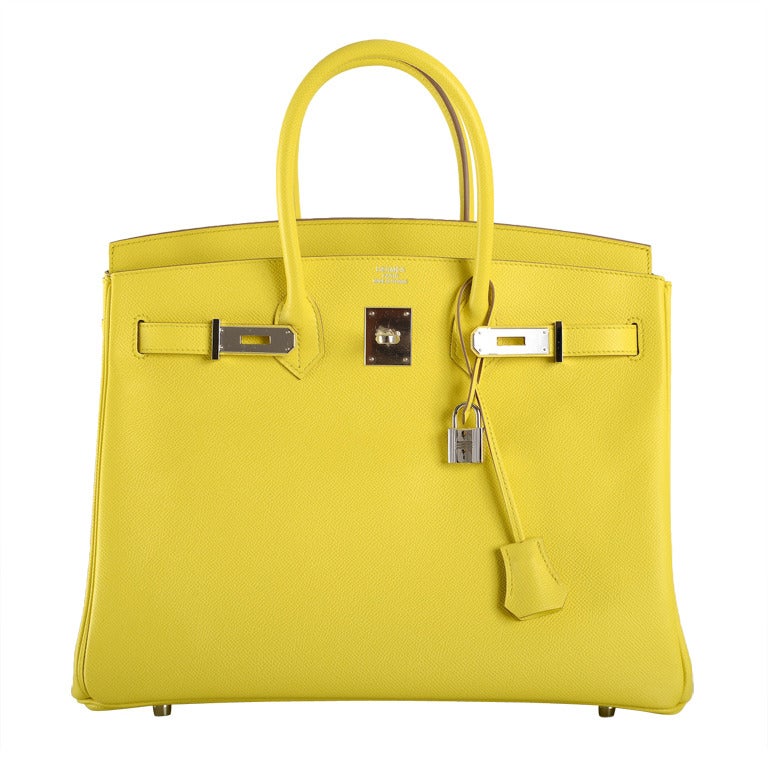 New Yellow Hermes Birkin Bag 35Cm Gorgeous Lime Soufre Epsom Pal