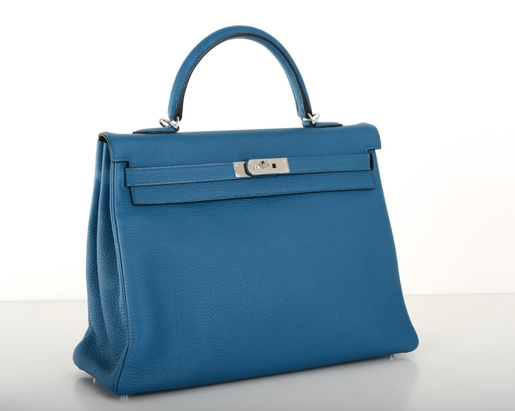 Hermes Kelly Bag 35Cm Blue De Galice With Palladium Togo JaneFinds 2