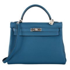 Hermes Kelly Bag 35Cm Blue De Galice With Palladium Togo JaneFinds