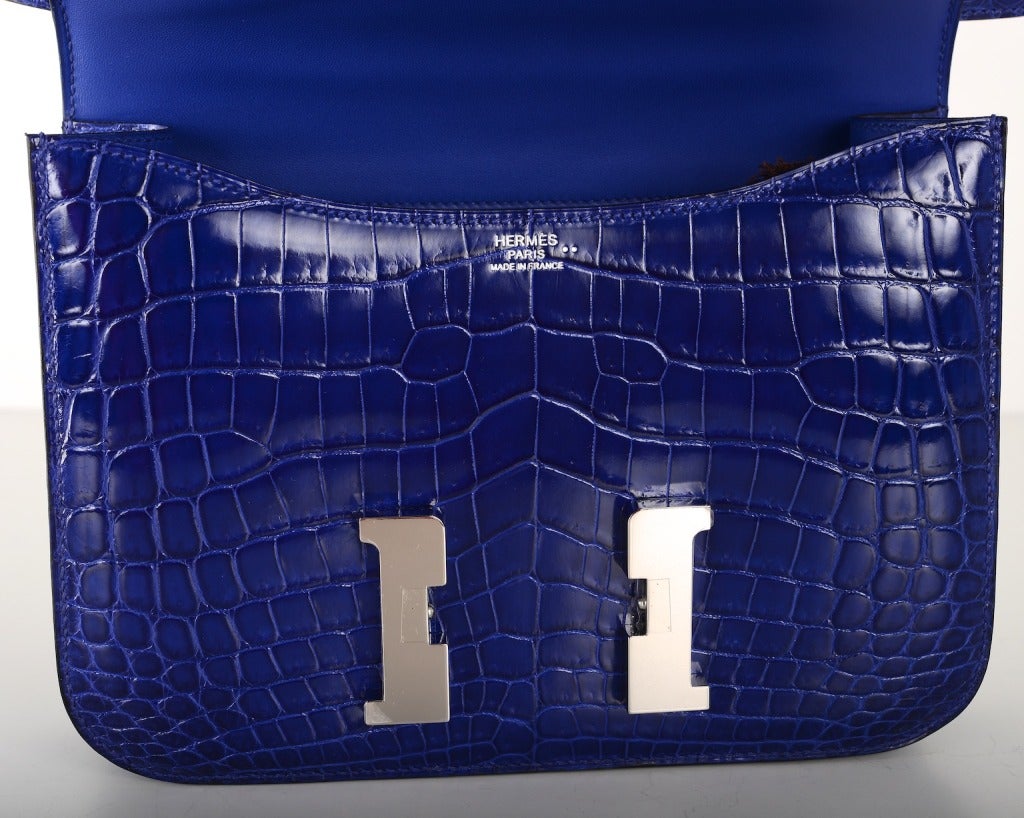 HERMES CONSTANCE CROCODILE BLUE ELECTRIC BAG 23CM STUNNER 3