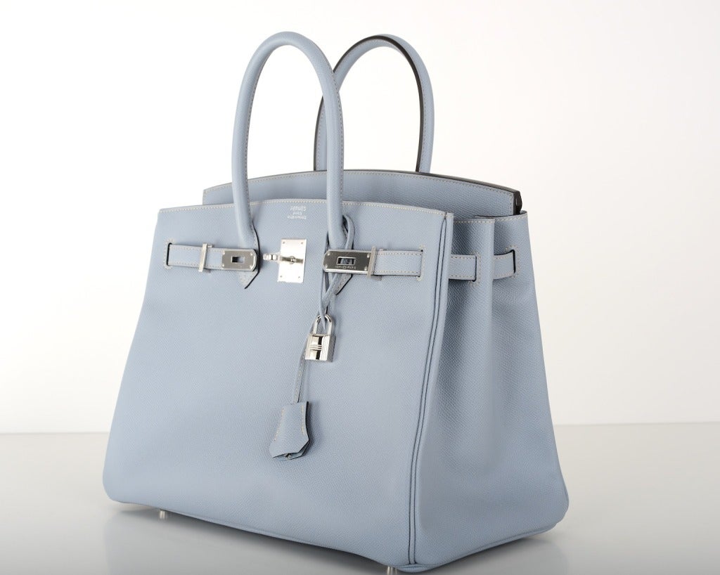 SO PRETTY NEW COLOR HERMES BIRKIN BAG 35CM BLUE LIN BLEU LIN EPS 1