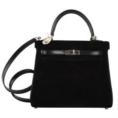 MY PRIZE! HERMES KELLY BAG 25CM SUEDE / BLACK BOX PALLAD