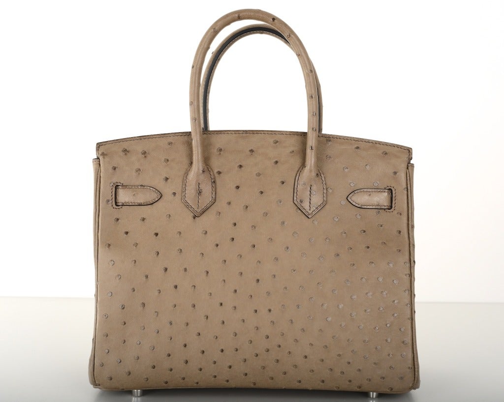Hermes Birkin Bag 30Cm Mousse Ostrich Palladium Hardware In New Condition In NYC Tri-State/Miami, NY
