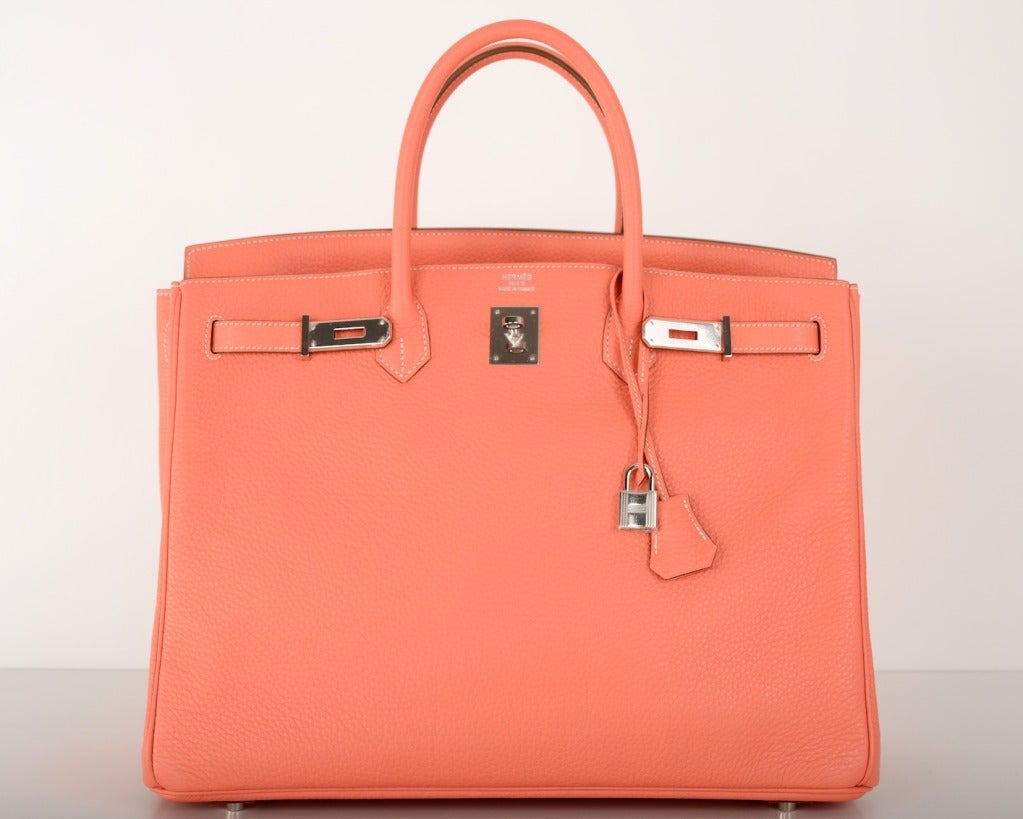 NEW STUNNING COLOR HERMES BIRKIN BAG 40cm CREVETTE GORGEOUS PHW 4