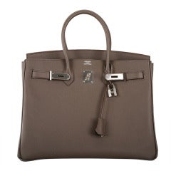 Hermes Birkin Bag 35Cm Etain Insanley Fab Epsom Leather Phw