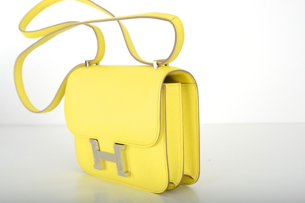 Yellow Hermes Constance Bag ~ 18Cm ~ Soufre Epsom Insane Phw JaneFinds For Sale