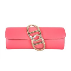 Amazing Find Hermes Egee Clutch Bag Lipstick Pink Gold Hardware