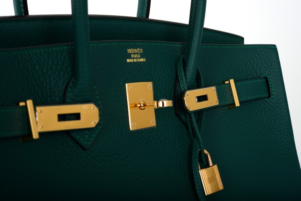 New Color Hermes Birkin Bag 35cm Malachite Gold Hardware In New Condition In NYC Tri-State/Miami, NY