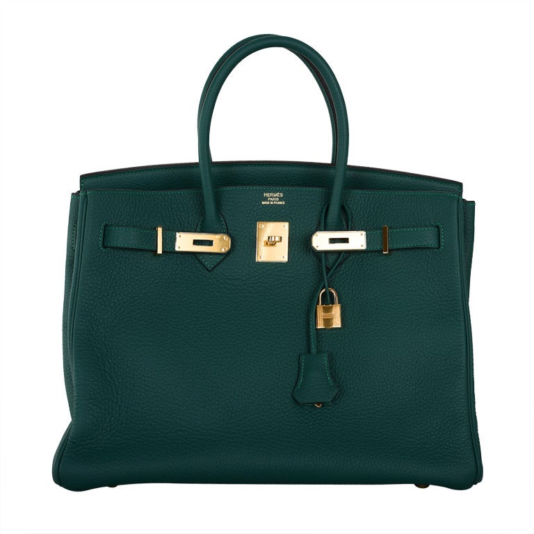 New Color Hermes Birkin Bag 35cm Malachite Gold Hardware