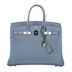 Neue Hermès Birkin-Tasche 35cm Blau Lin Bleu Lin Epsom