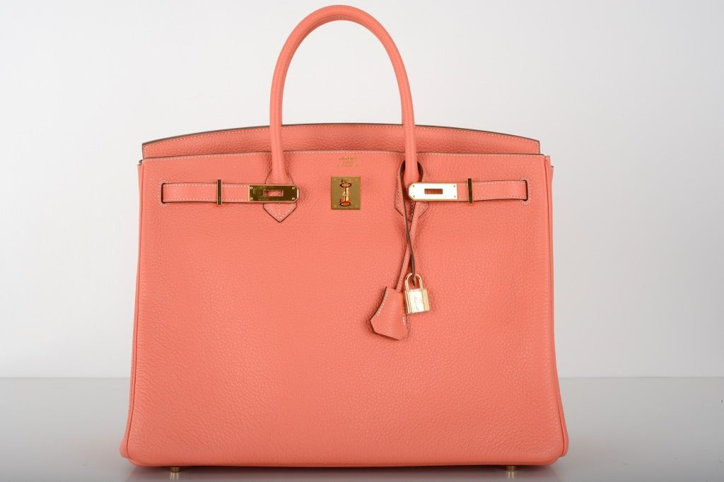 New Stunning Color Hermes Birkin Bag 40cm Crevette Gorgeous Gold Hardware In New Condition In NYC Tri-State/Miami, NY