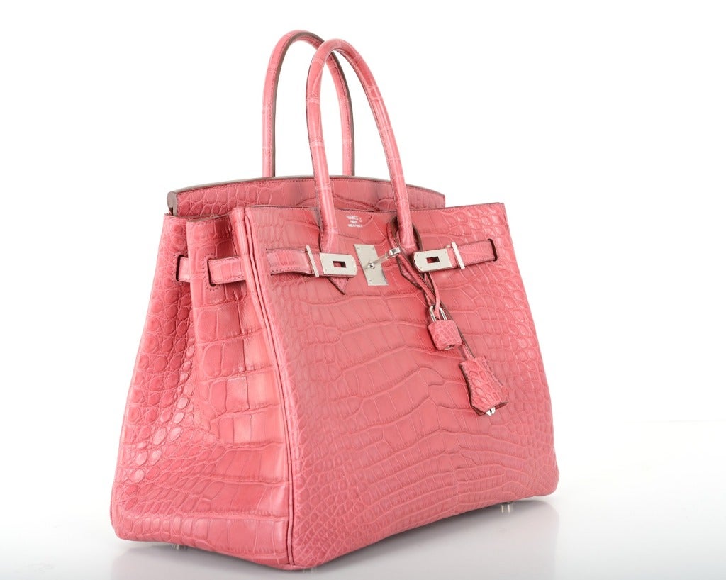 Hermès Bois De Rose Matte Alligator Birkin 35 PHW