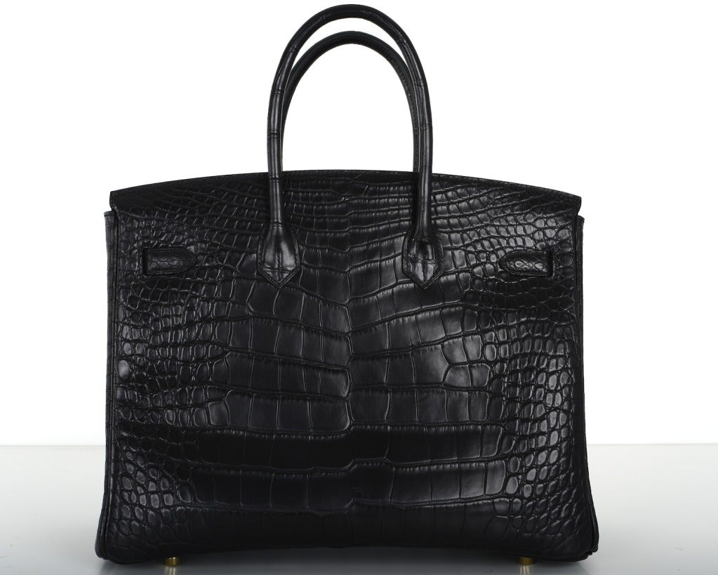 Hermes Birkin Bag 35cm Black Matte Alligator Gold Hardware! Heads Will Turn! 1