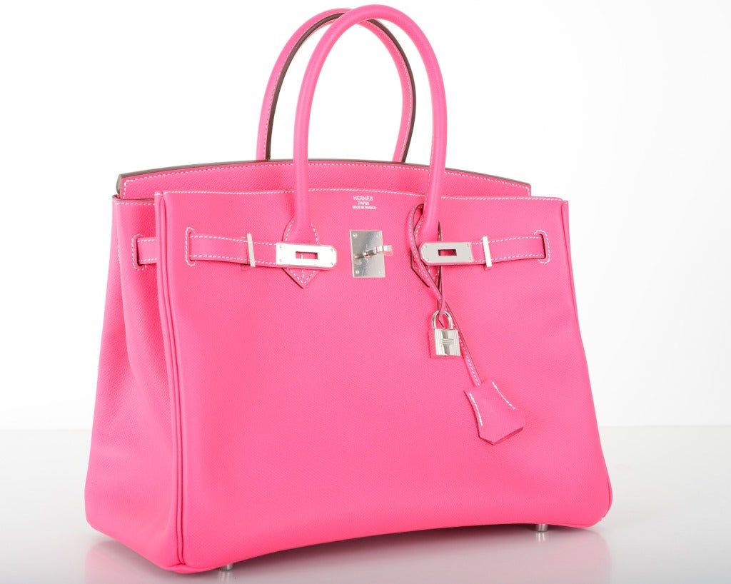 Hermes Birkin Bag 35cm Rose Tyrien Epsom Leather Palladium In New Condition In NYC Tri-State/Miami, NY