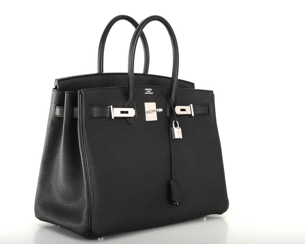 Hermes Birkin Bag Black 35cm Palladium JaneFinds In New Condition In NYC Tri-State/Miami, NY